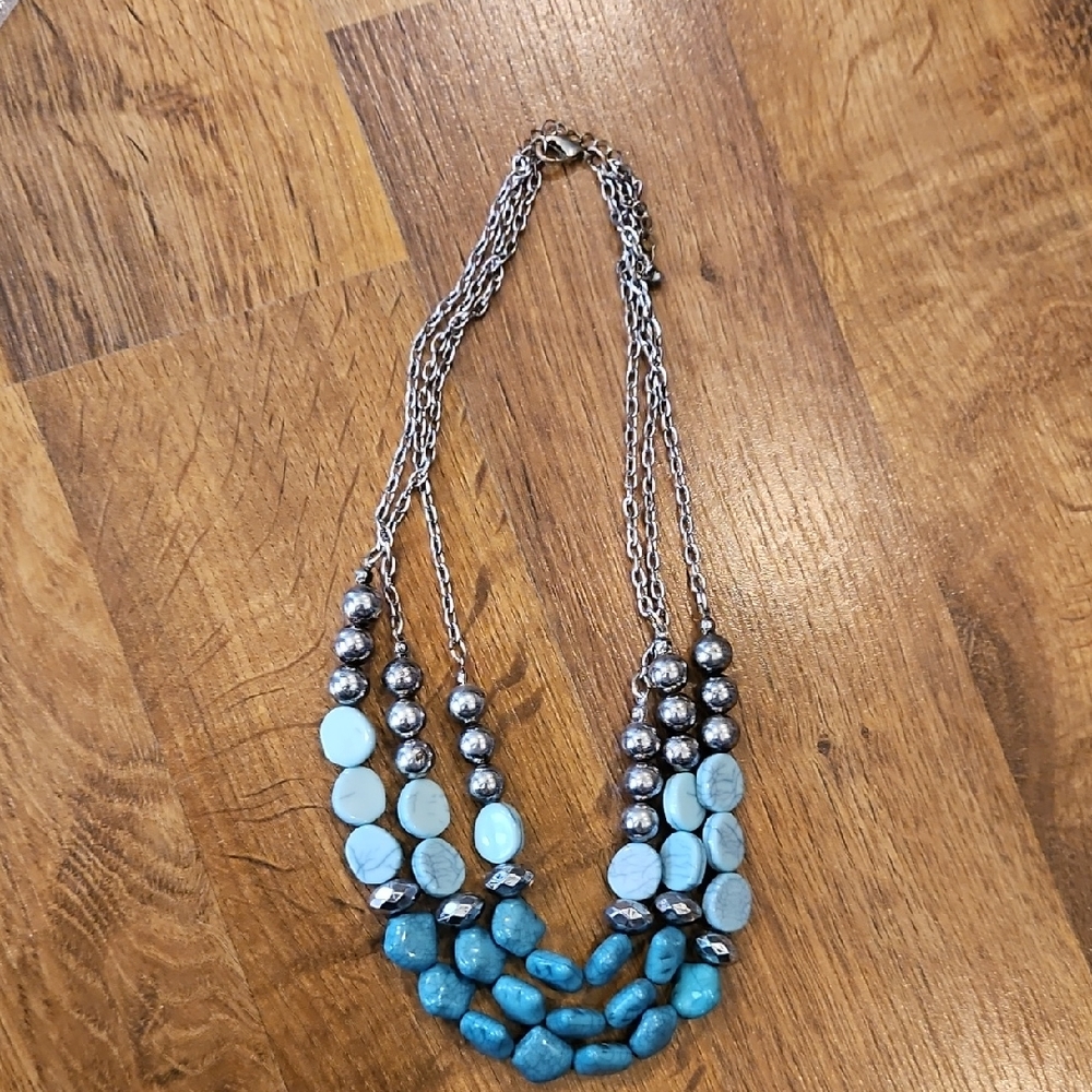 Turquise and Silver Necklace         3 String